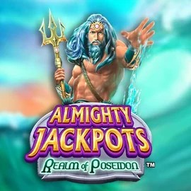 Almighty Jackpots – Realm of Poseidon slot logo by Novomatic at Oranje Palace Casino